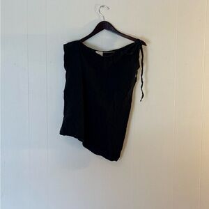 meg shop Black Asymmetrical Tank with Tie